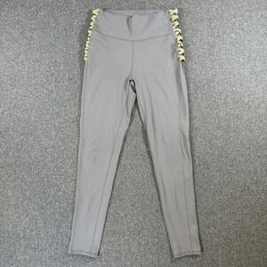 Womens High Waisted Lace Up Side Leggings Gray Athletic Yoga Pants 28x26